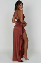 Thalia | Women's One Shoulder Slit Maxi Dress