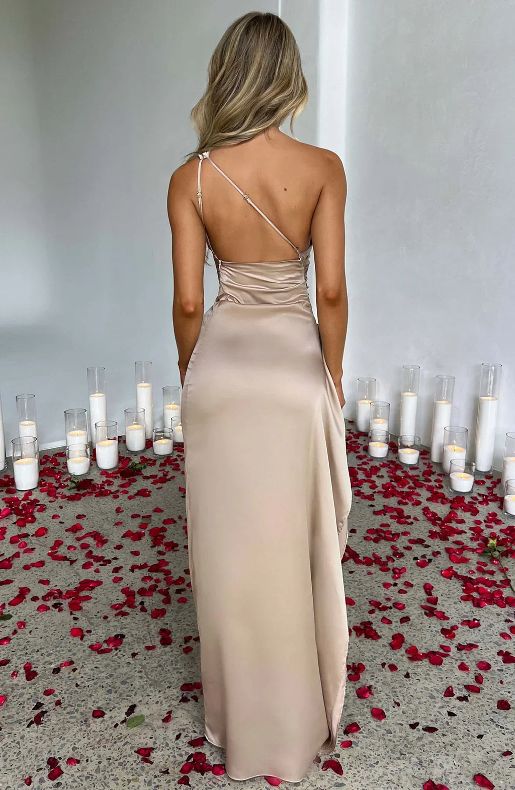 Thalia | Women's One Shoulder Slit Maxi Dress
