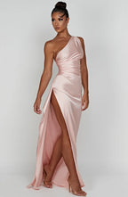 Thalia | Women's One Shoulder Slit Maxi Dress