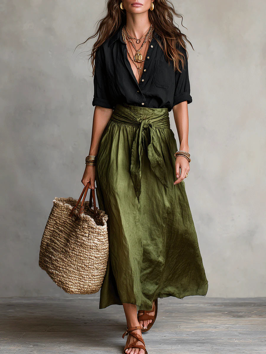 Thessaly | Women's Button Up Maxi Skirt Two Piece Set