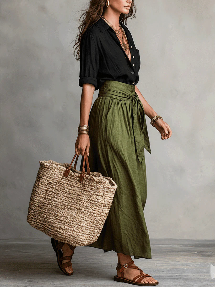 Thessaly | Women's Button Up Maxi Skirt Two Piece Set