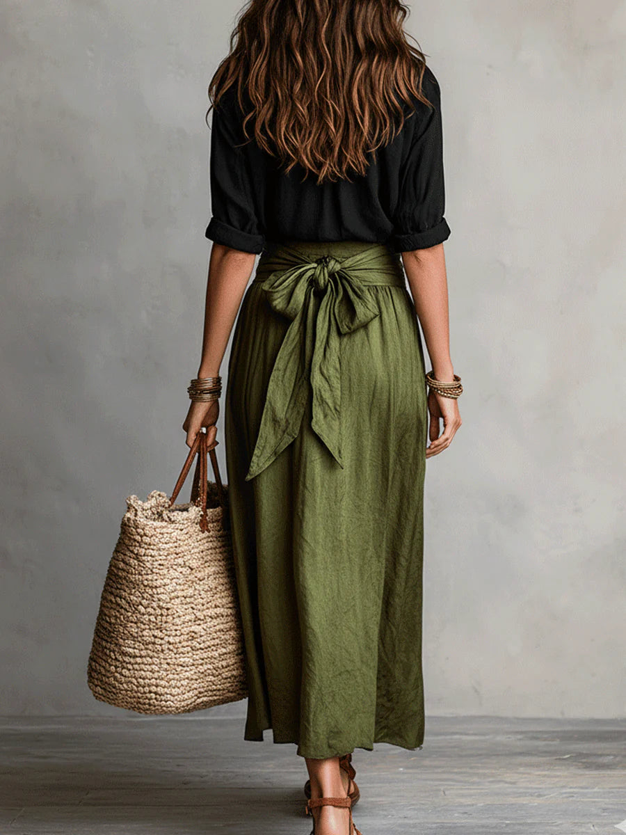 Thessaly | Women's Button Up Maxi Skirt Two Piece Set