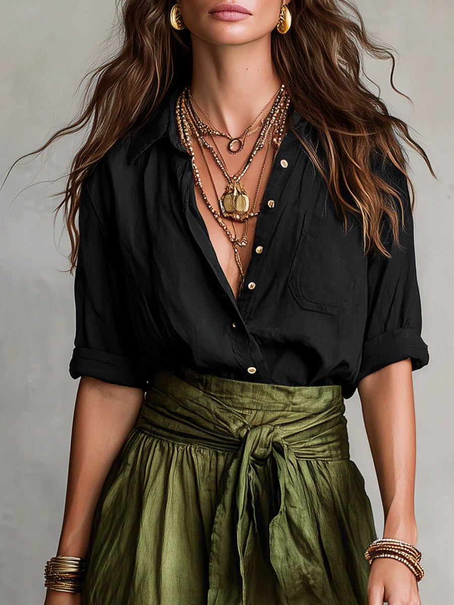 Thessaly | Women's Button Up Maxi Skirt Two Piece Set
