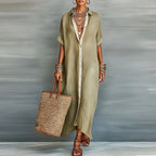 Willa | Women's Button Front Maxi Shirt Dress