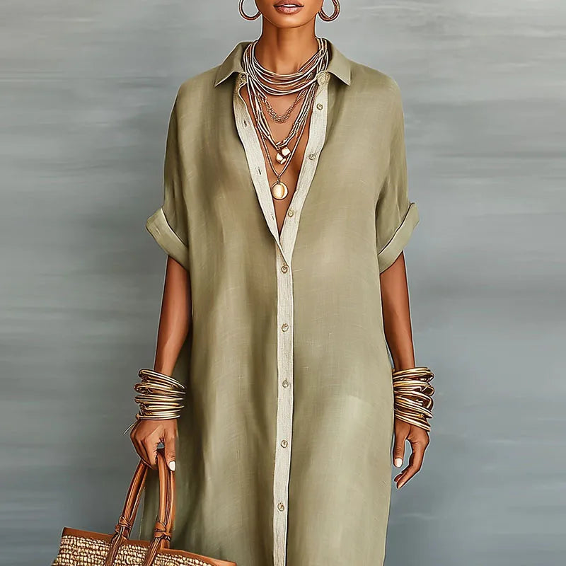 Willa | Women's Button Front Maxi Shirt Dress