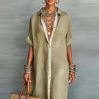 Willa | Women's Button Front Maxi Shirt Dress